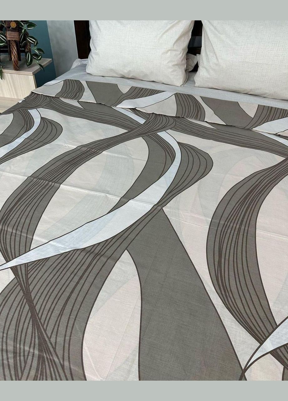 Постільна білизна бязь натуральна 100% бавовна ранфорс Двоспальний Коричневий з білим 175 х 210 (24585214-01) No Brand (348094940)