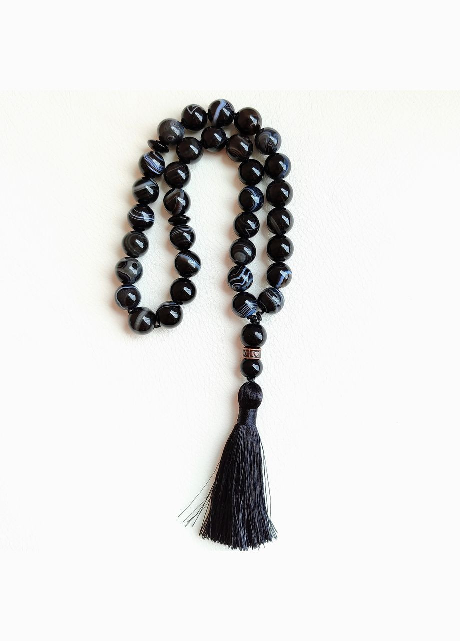 Чотки із Чорного агату глазкового d 12мм No Brand (331293588)