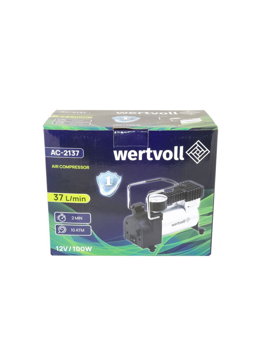 Автомобільний компресор GM 12 V 150 PSI 8 A 100 Вт 37 л/хв сумка (AC-2137) Wertvoll (317196197)