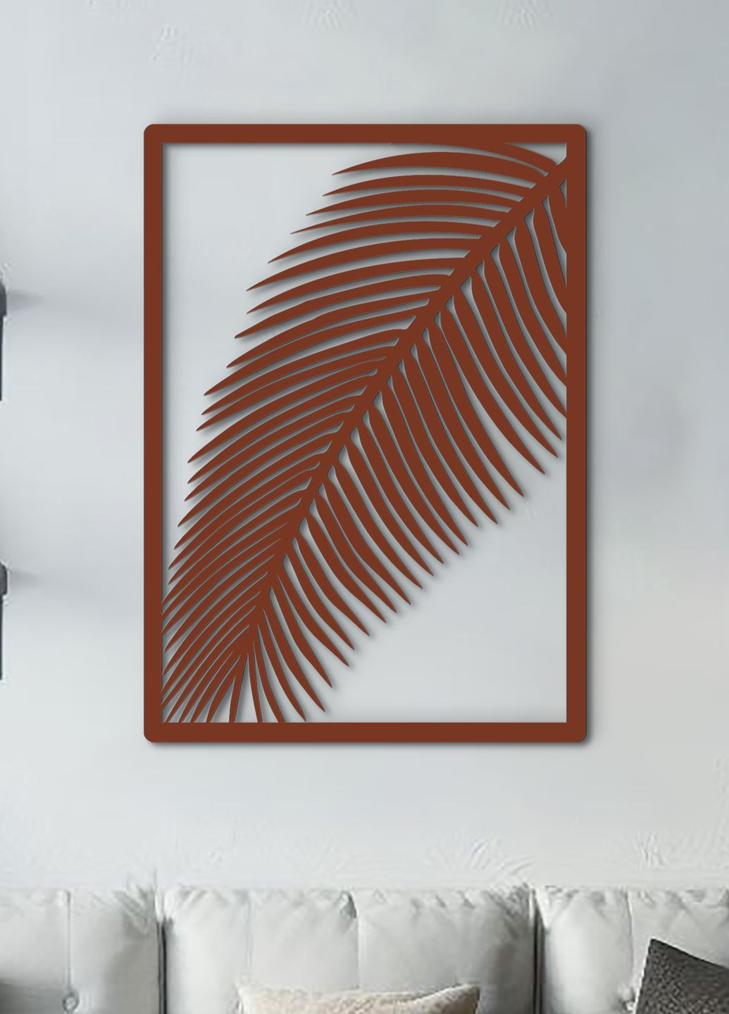 Настінний декор для дому, інтер'єрна картина з дерева "Пальмовий листок", декоративне панно 95х65 см Woodyard (292112579)