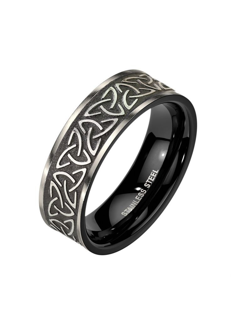 Кільце зі сталі R-M7931-09 незвичайне із символом "Триквітр" (Розмір: мм (9 США) Ширина: 6мм) Spikes (333698602)