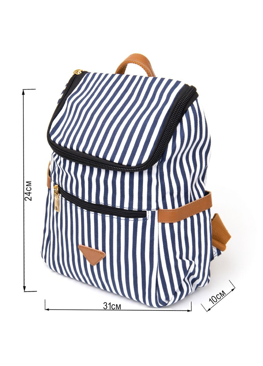 Женский текстильный рюкзак с карманами в полоску для повседневного использования белый (sku_20668) No Brand (329860268)