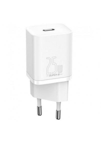 Мережевий зарядний пристрій Super Si 25W + кабель Type-C to Type-C 3A 1M Білий (TZCCSUP-L02) (074560) Baseus (360529100)
