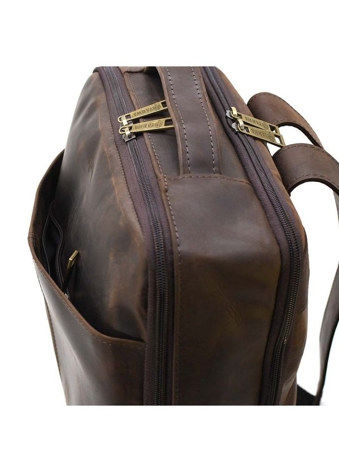 Шкіряний чоловічий рюкзак коричневий RC-7281-3md з передньою кишенею на блискавці TARWA (311281998)