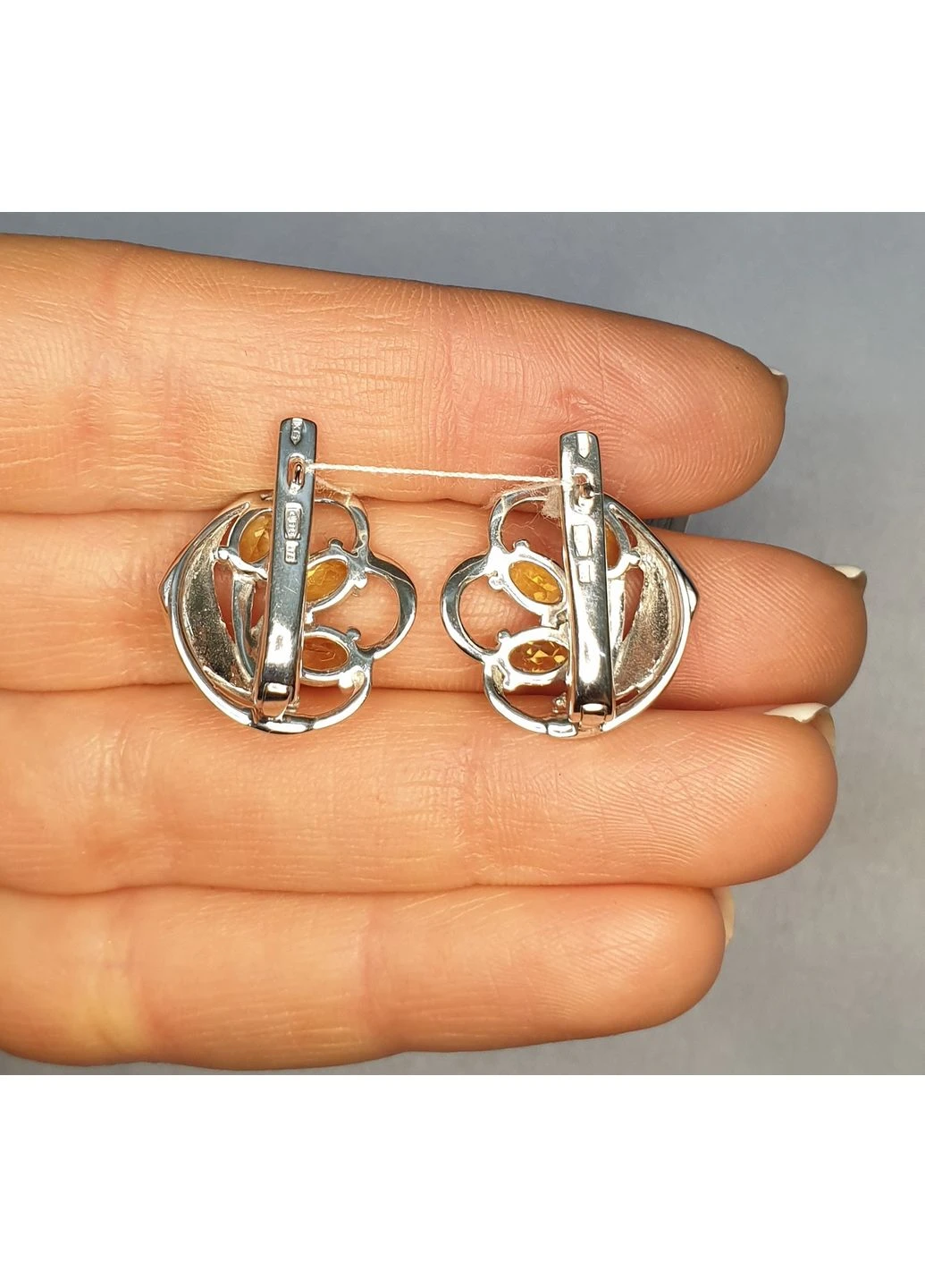 Серьги серебряные с цитрином и кубическим цирконием 6,72 г No Brand (382675484)
