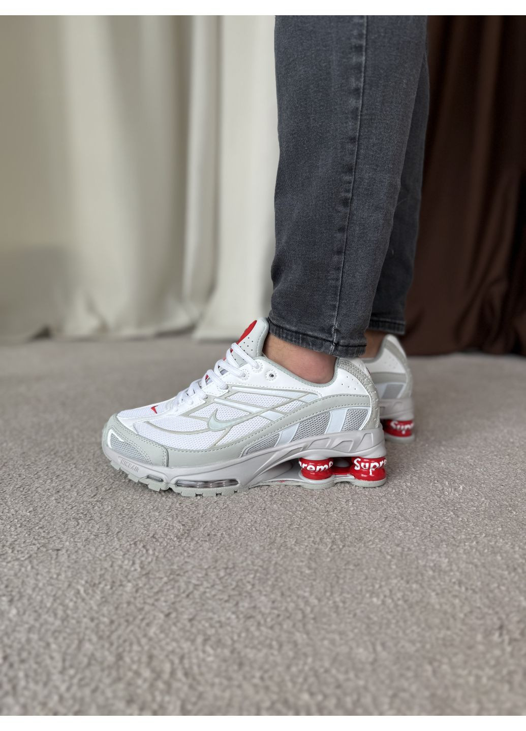 КРОССОВКИ ЖЕНСКИЕ NIKE SUPREME X SHOX RIDE 2 SP WHITE GREY НАЙК СУПРИМ No Brand серые демисезоны (368869863)