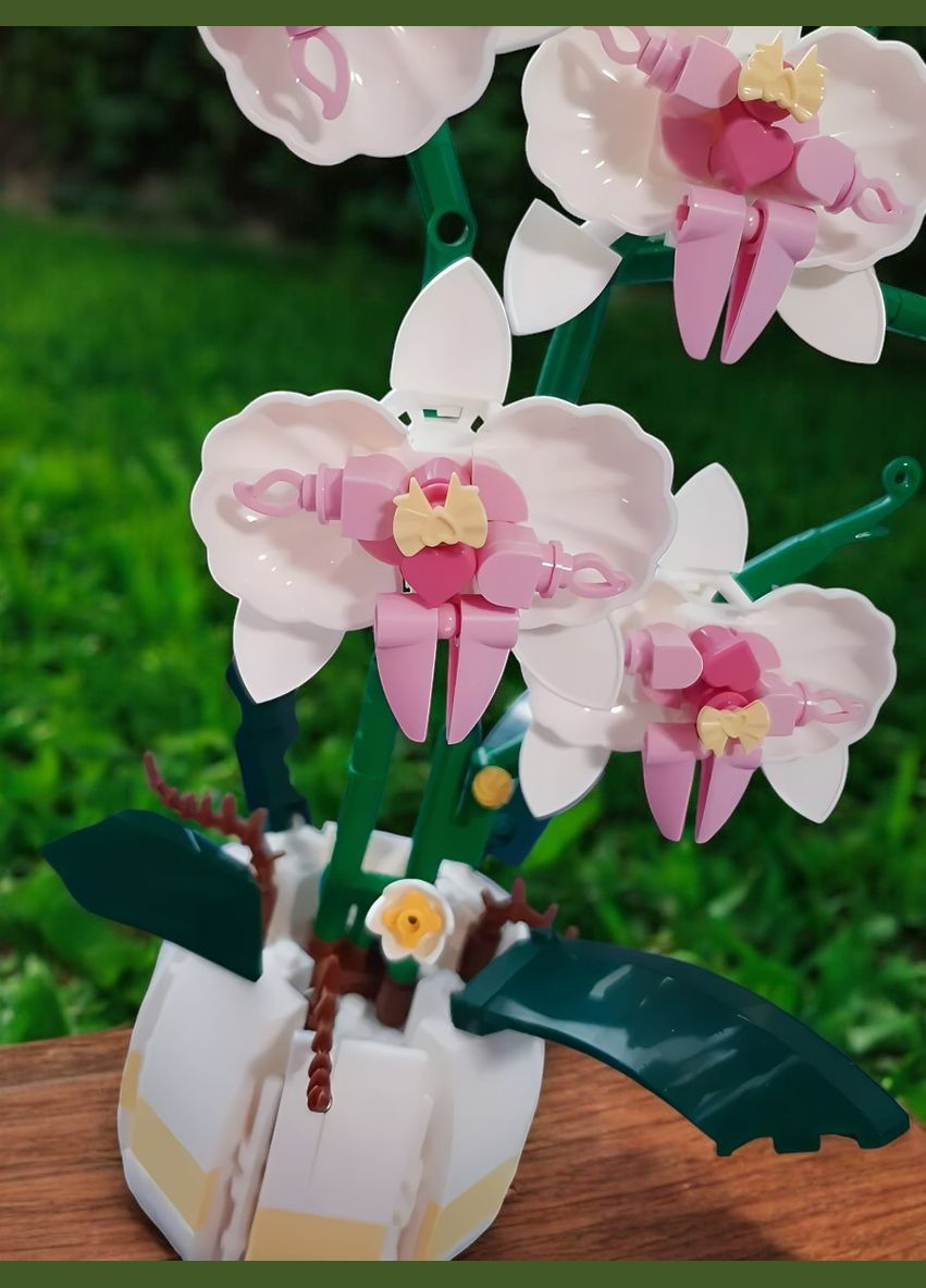 Конструктор квітка Орхідея на 616 деталей блочний пластиковий різнокольоровий No Brand (328262706)
