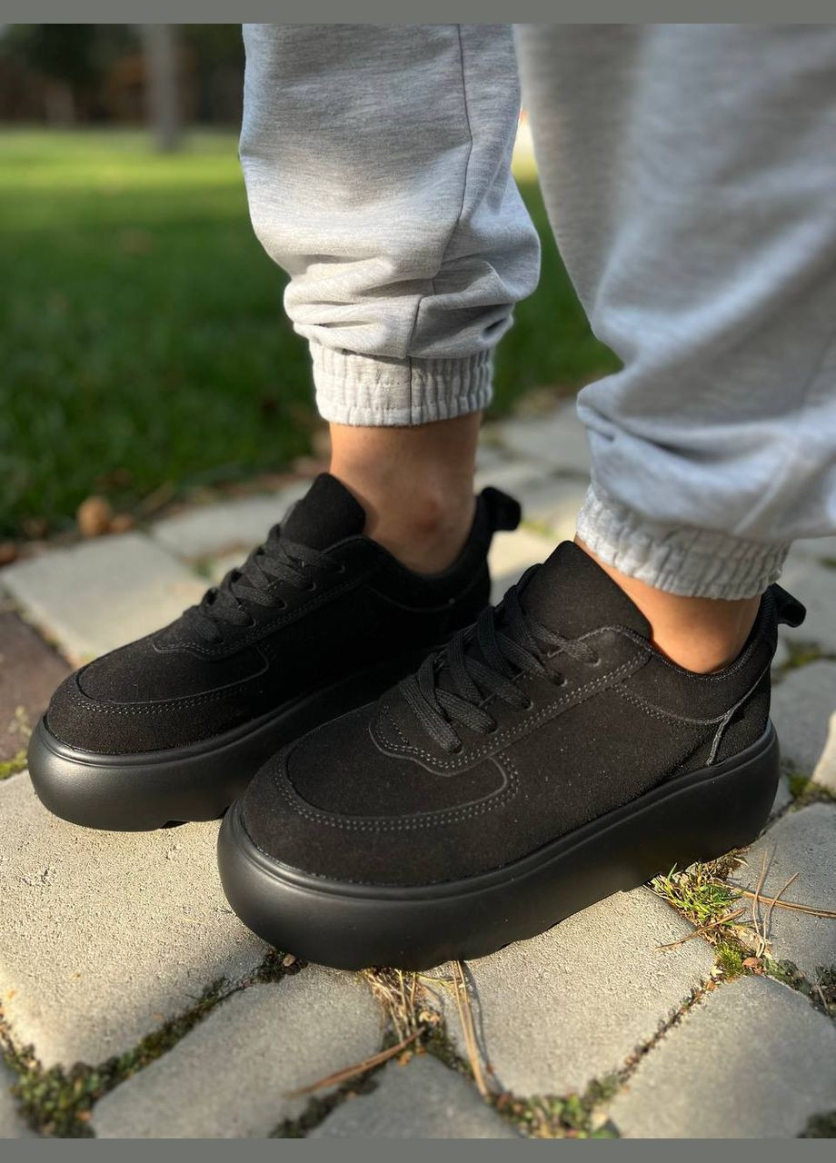 Жіночі кросівки із еко замші чорні (1797) No Brand чорні демісезони (313293373)