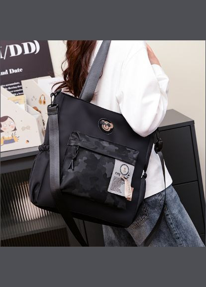 Сумка шкільна шопер з Ведмедиком чорна містка в корейському стилі Y2K Korni No Brand (322337105)