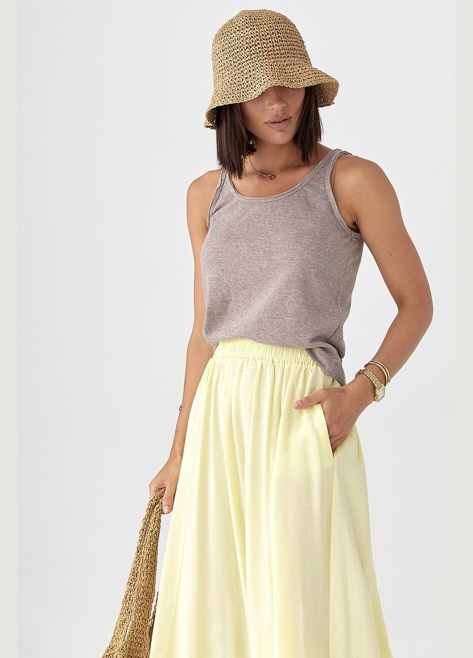 Женская однотонная майка с необработанной окантовкой - молочный цвет Lurex — 340917652