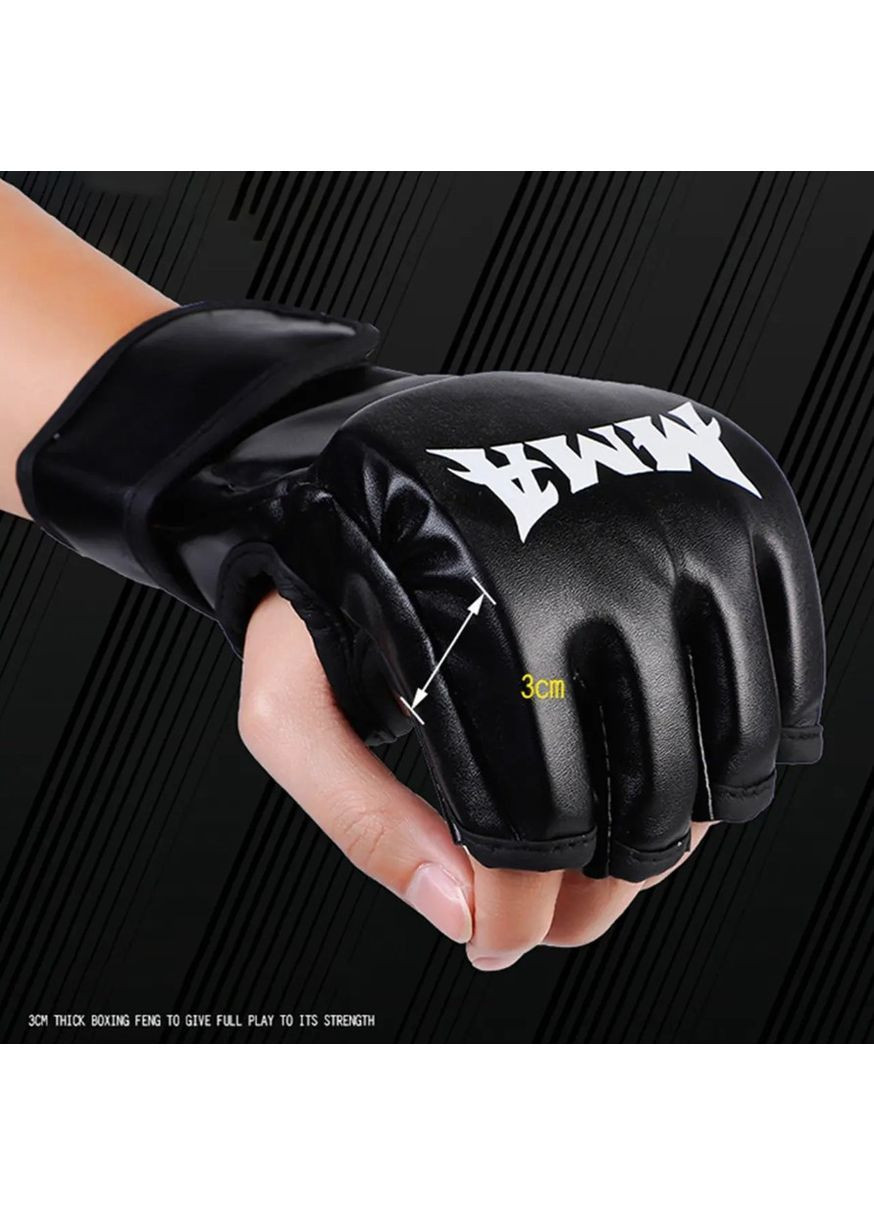 Професійні боксерські рукавички напівпальцеві зі штучної шкіри для MMA, боксу, кікбоксингу та тренувань No Brand (362682341)