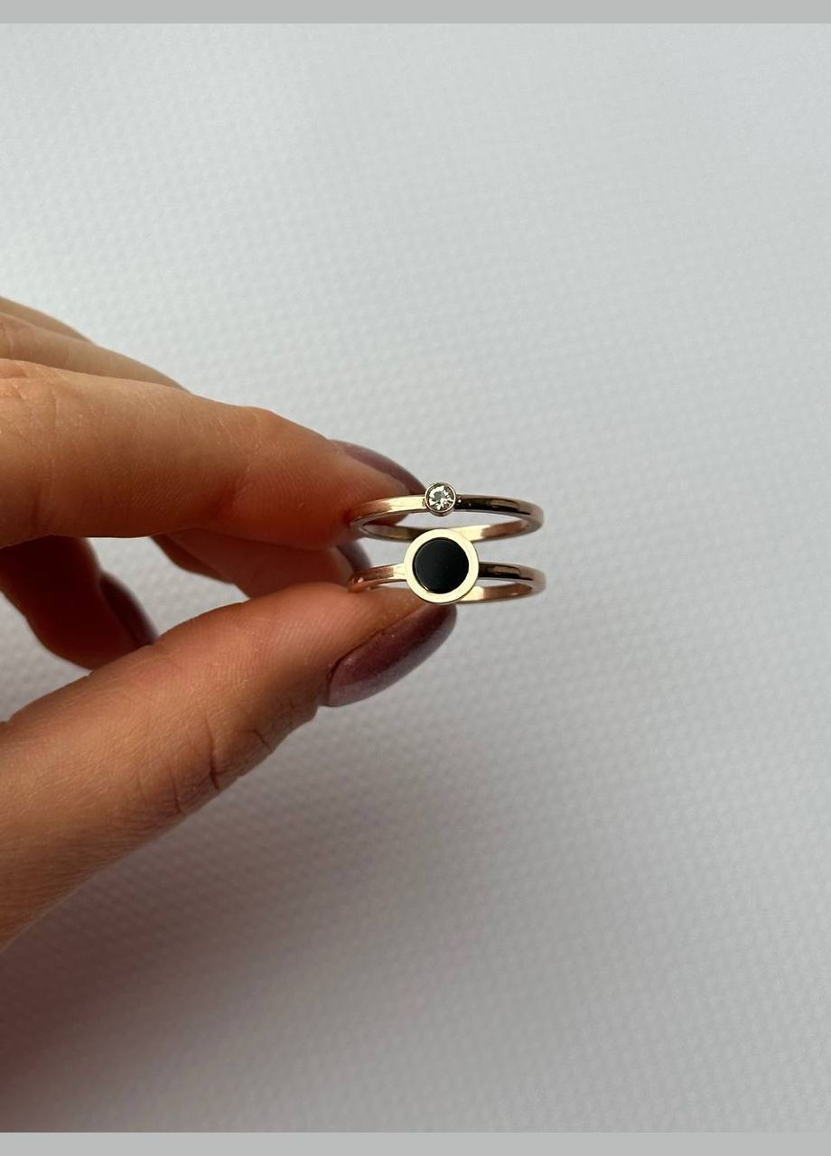 Жіноче стильне кільце подвійне декор цирконій вставка чорна акрилова медична сталь ( ) Xuping Jewelry (330618919)