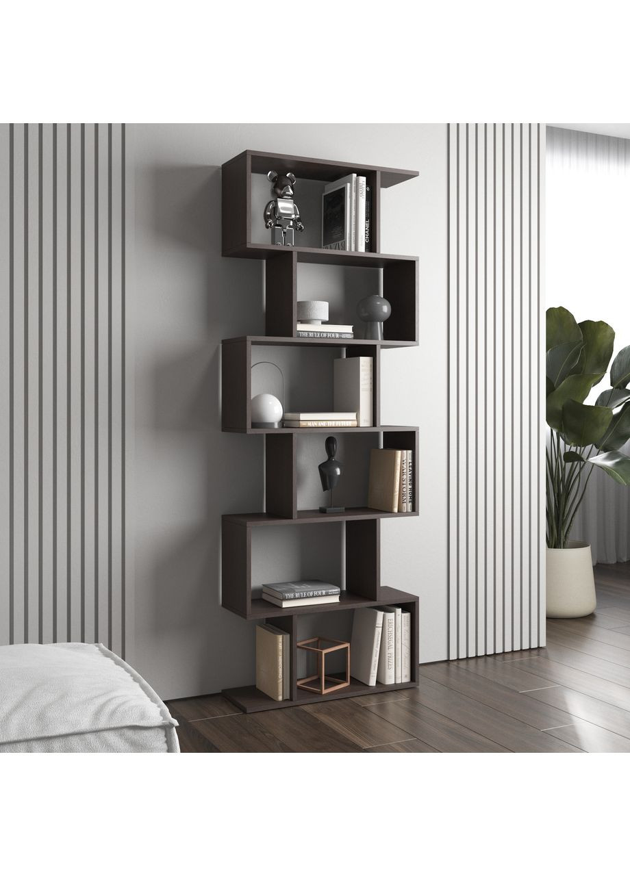 Стеллаж для книг и декора на 6 полок из ламинированного ДСП 700x1940x240 венге темный (hm-56-vg) VAYS (363134931)