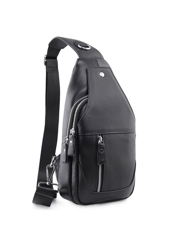 Чоловіча сумка-слінг через плече з натуральної шкіри Qvant 6809 - Чорна Tiding Слінг (366889750)