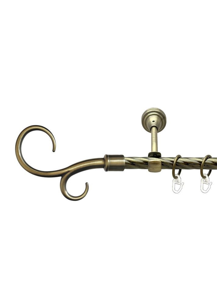 Карниз Гак Подвійний металевий однорядний відкритий скручена труба Антик 16 мм 240 см (00-00022303) ORVIT (300692313)
