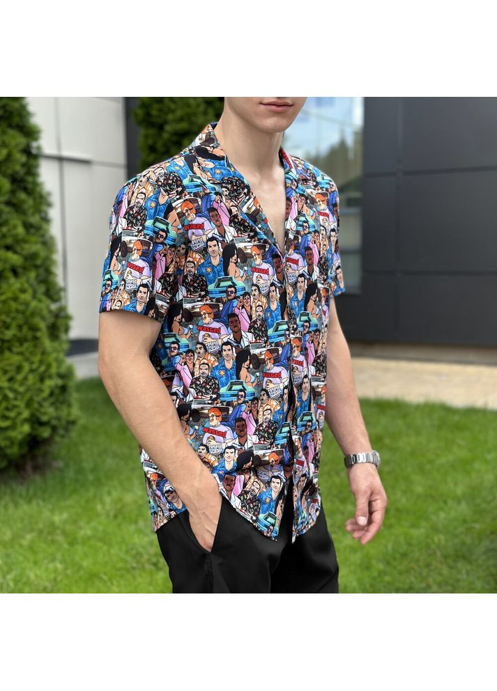 Голубой повседневный рубашка Pobedov