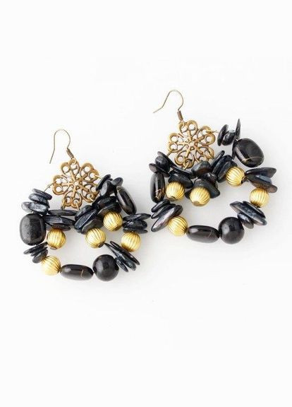Черные модные массивные серьги этно Луччия Fashion Jewelry (336950227)