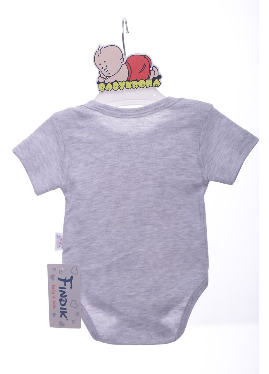 Боди с коротким рукавом интерлок I love mam dad серый 86 см (42975) findik (296193160)