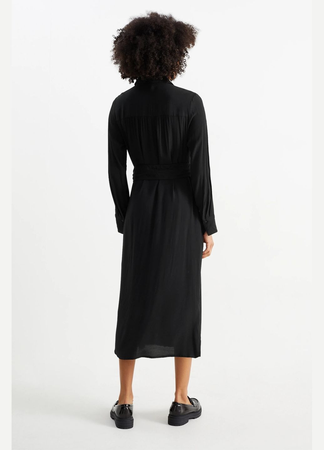 Черное кэжуал платье из вискозы C&A однотонное
