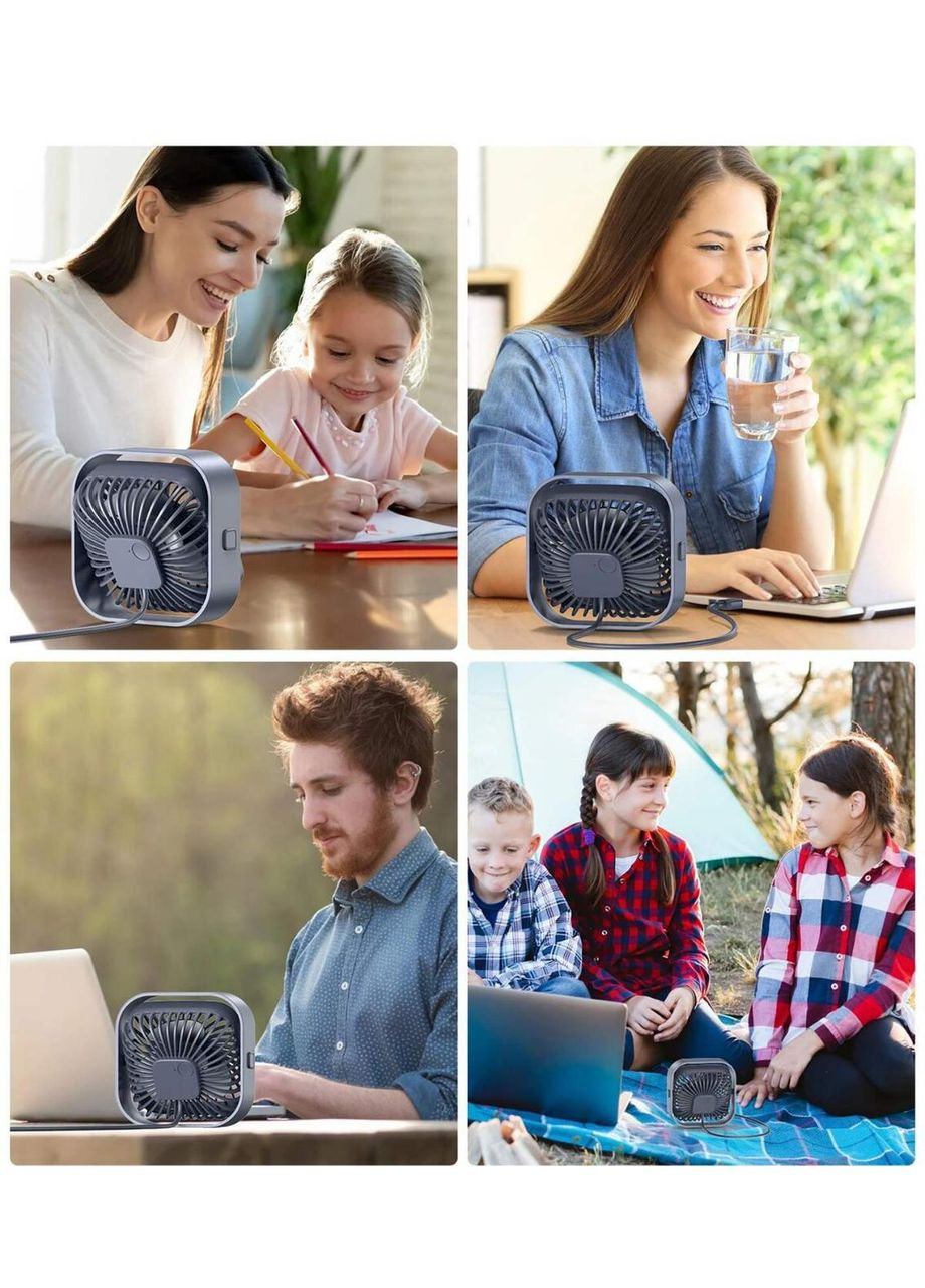 Портативний USB вентилятор з обертанням на 360 градусів 3 режими швидкості TOPK (367926098)