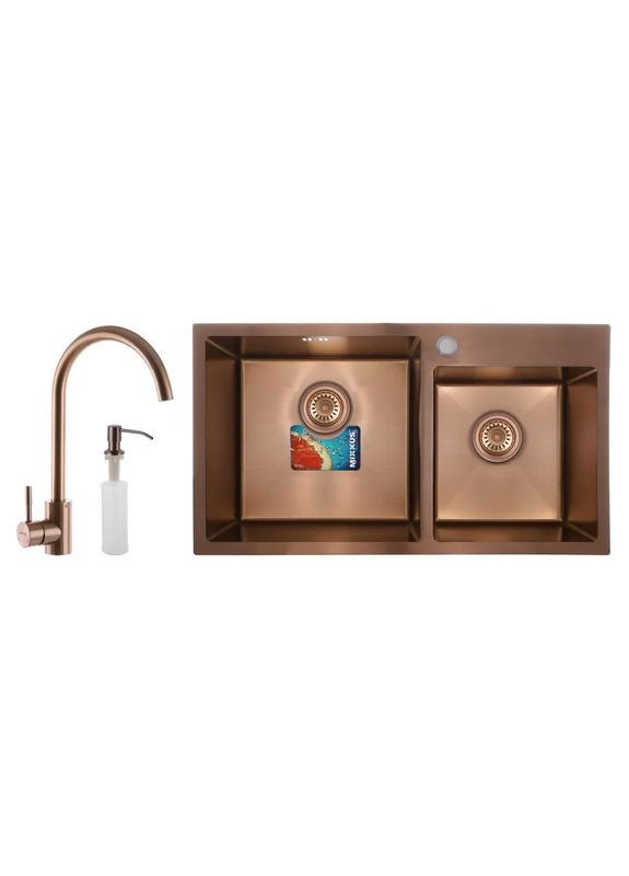 Набор SET7843D-220x1.0-PVD (мойка+смеситель+диспенсер) (MX0586) Mixxus (315441887)