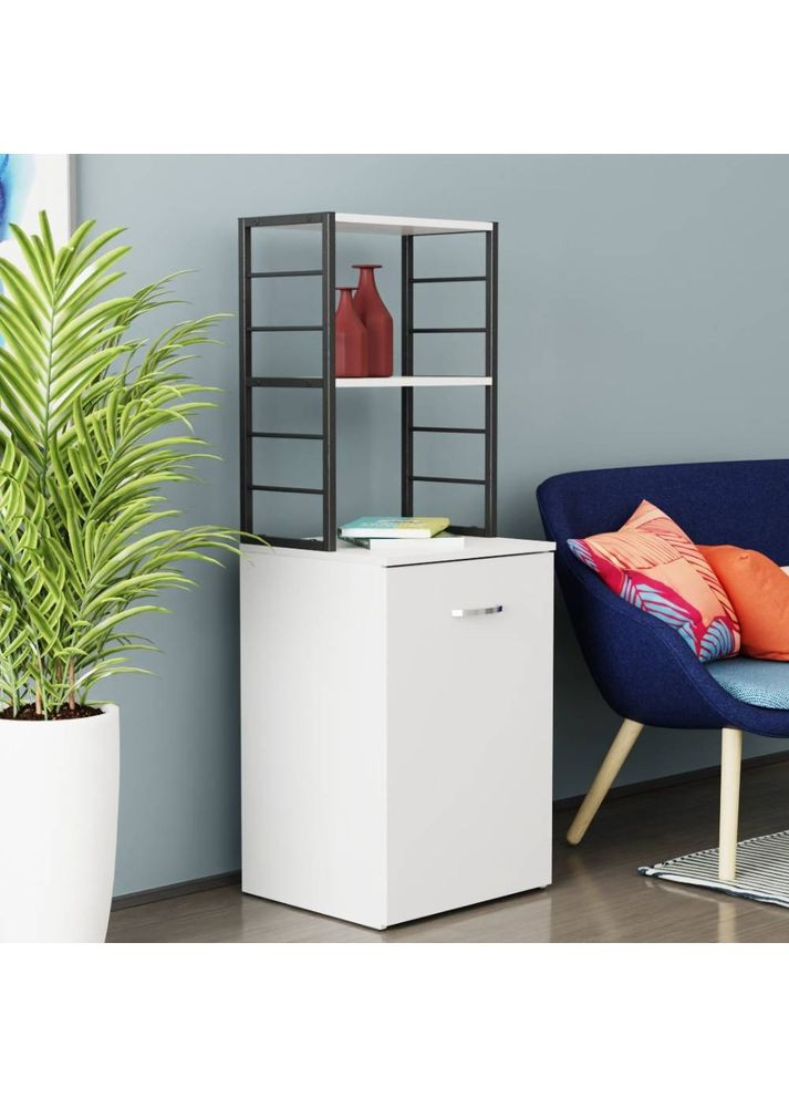 Стіл-тумба трансформер Смарт 4/2 з етажеркою 1430x1450x600 Чорний метал ДСП Біле 16 мм (FRD-105130) Ferrum-decor (361944355)