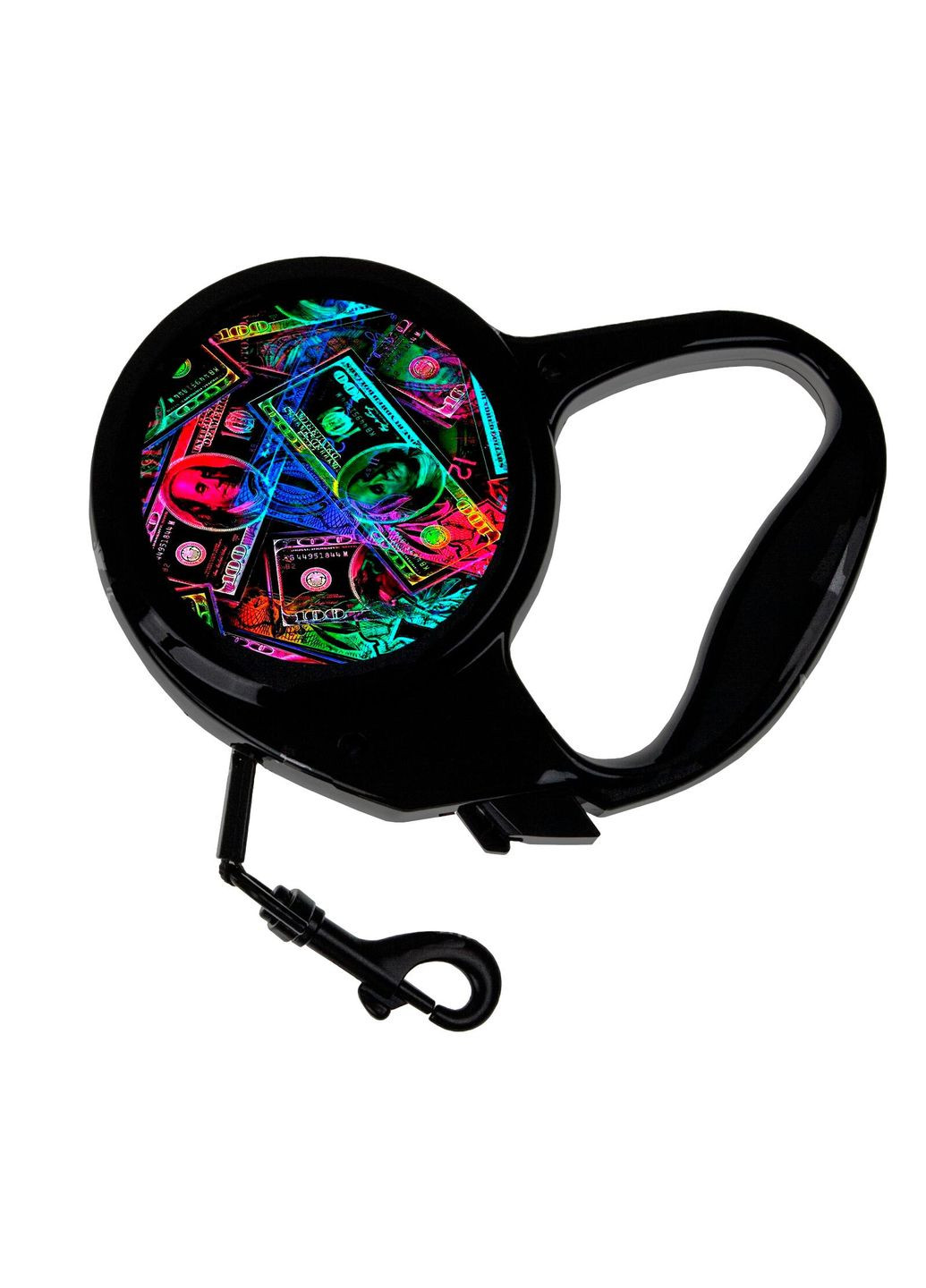 Повідець-рулетка для тварин із принтом гроші неон 3 м чорний No Brand (309157190)