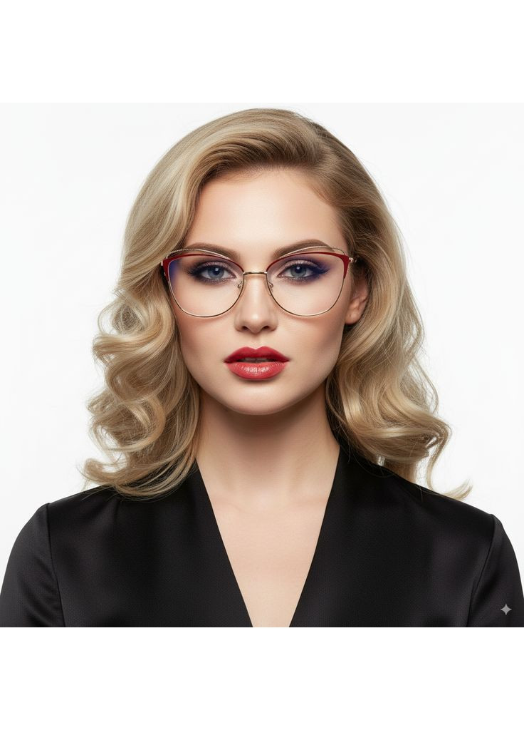 Комп'ютерні окуляри жіночі в металевій оправі лінзи BlueBlocker з діоптріями. Код 0171 бордо -3.5 No Brand (365833130)