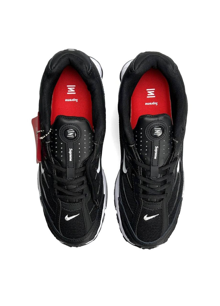Черные демисезонные кроссовки мужские nike x No Brand Supreme Shox Ride 2 SP Black White
