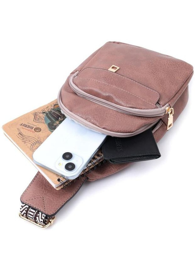 Сумка слинг через плечо женская из экокожи для телефона и для документов средняя Коричневый 38957 Vintage (351403587)