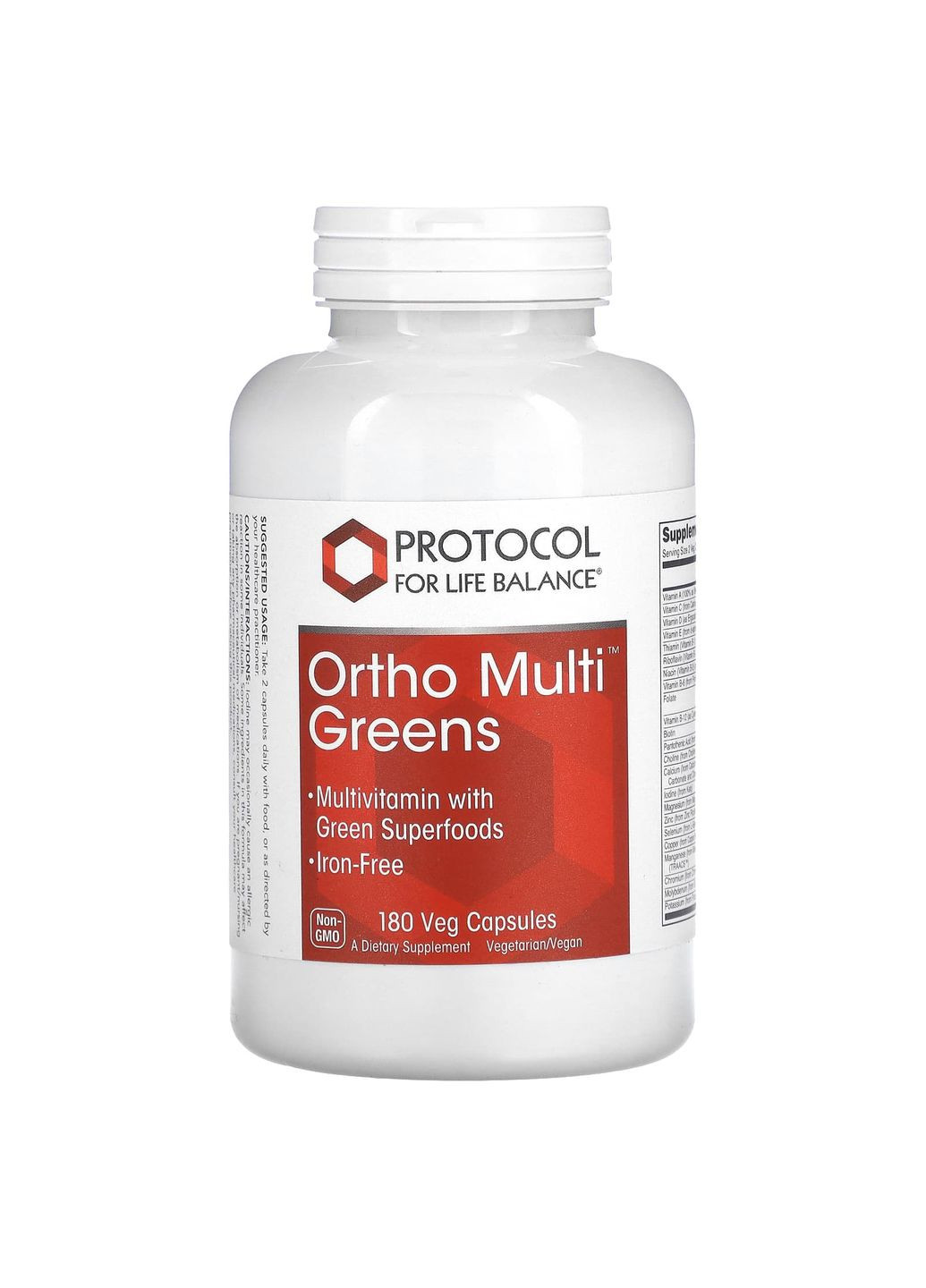 Мультивітаміни та Суперфуд, Ortho Multi Greens,, 180 рослинних капсул Protocol for Life Balance (372445268)
