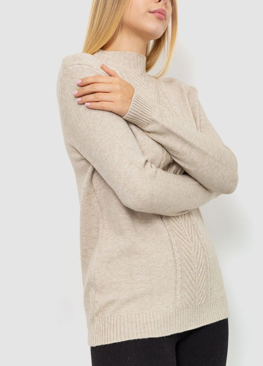 Комбінований зимовий светр жіночий, колір світло-оливковий, Ager