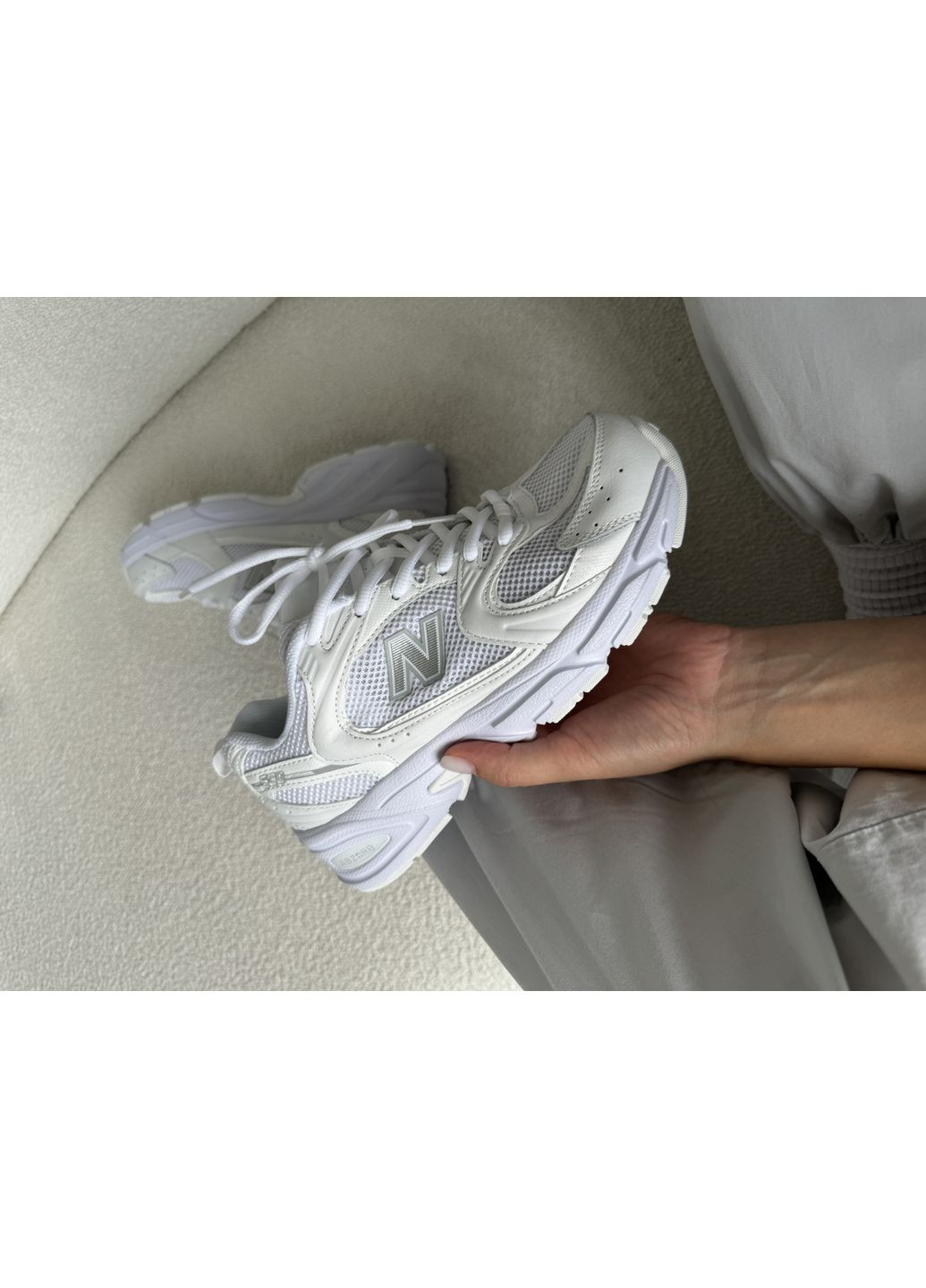 Белые демисезонные кроссовки мужские new balance 530 triple white нью беланс 530 No Brand