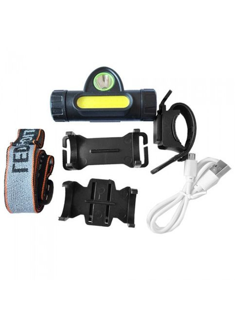 Велофонарь + на лоб 872-XPE+COB, ЗУ micro USB, встроенный аккумулятор, диммер, магнит No Brand (323486387)