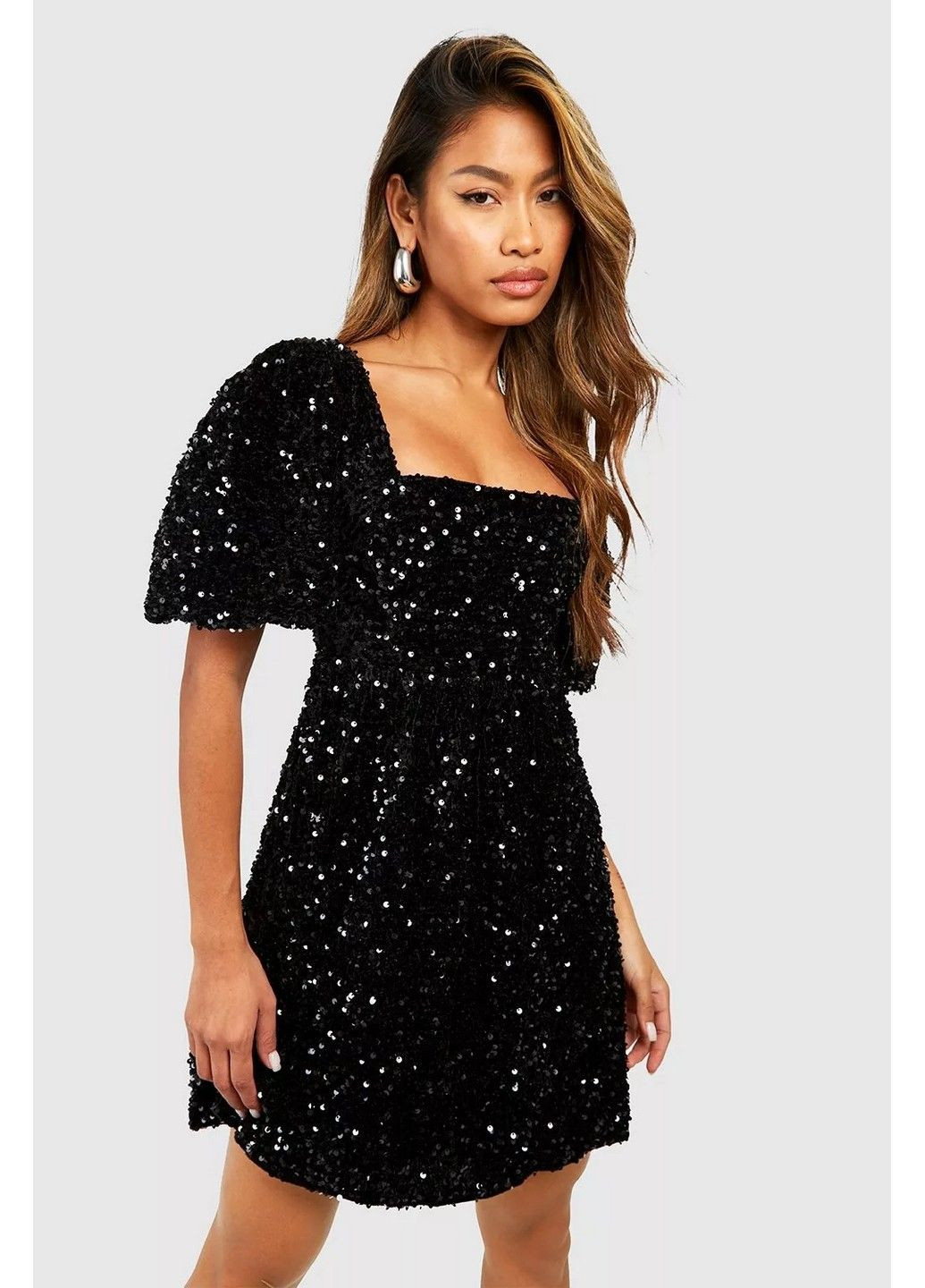 Черное кэжуал платье Boohoo однотонное