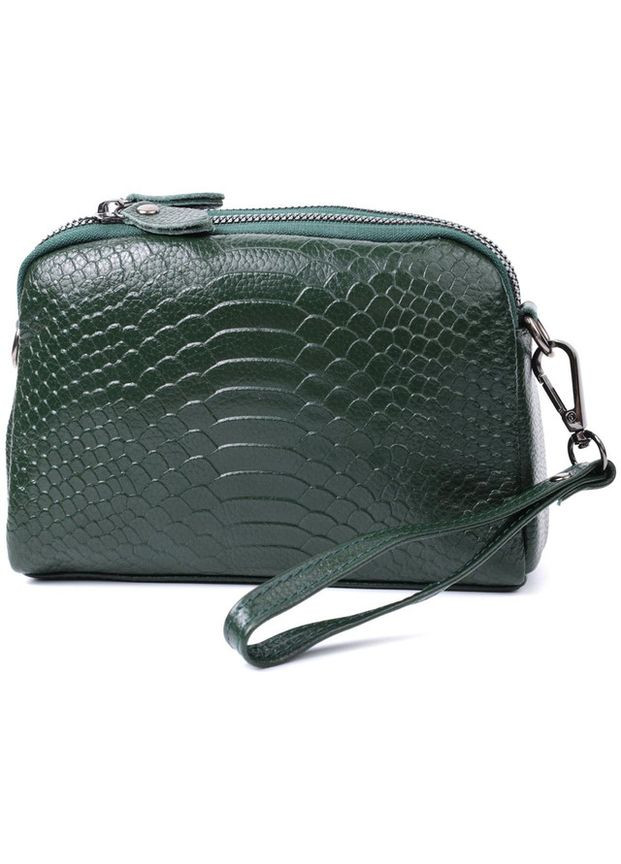 Сумка клатч через плече жіноча із натуральної шкіри середня Зелений 37683 Vintage (353690055)