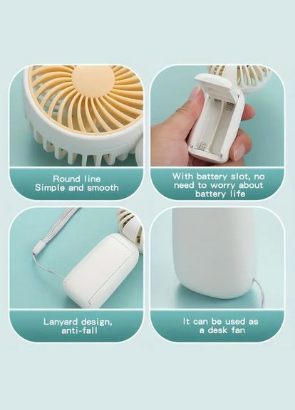 Портативний ручний вентилятор від 2 ААА WF-33 No Brand (332627460)