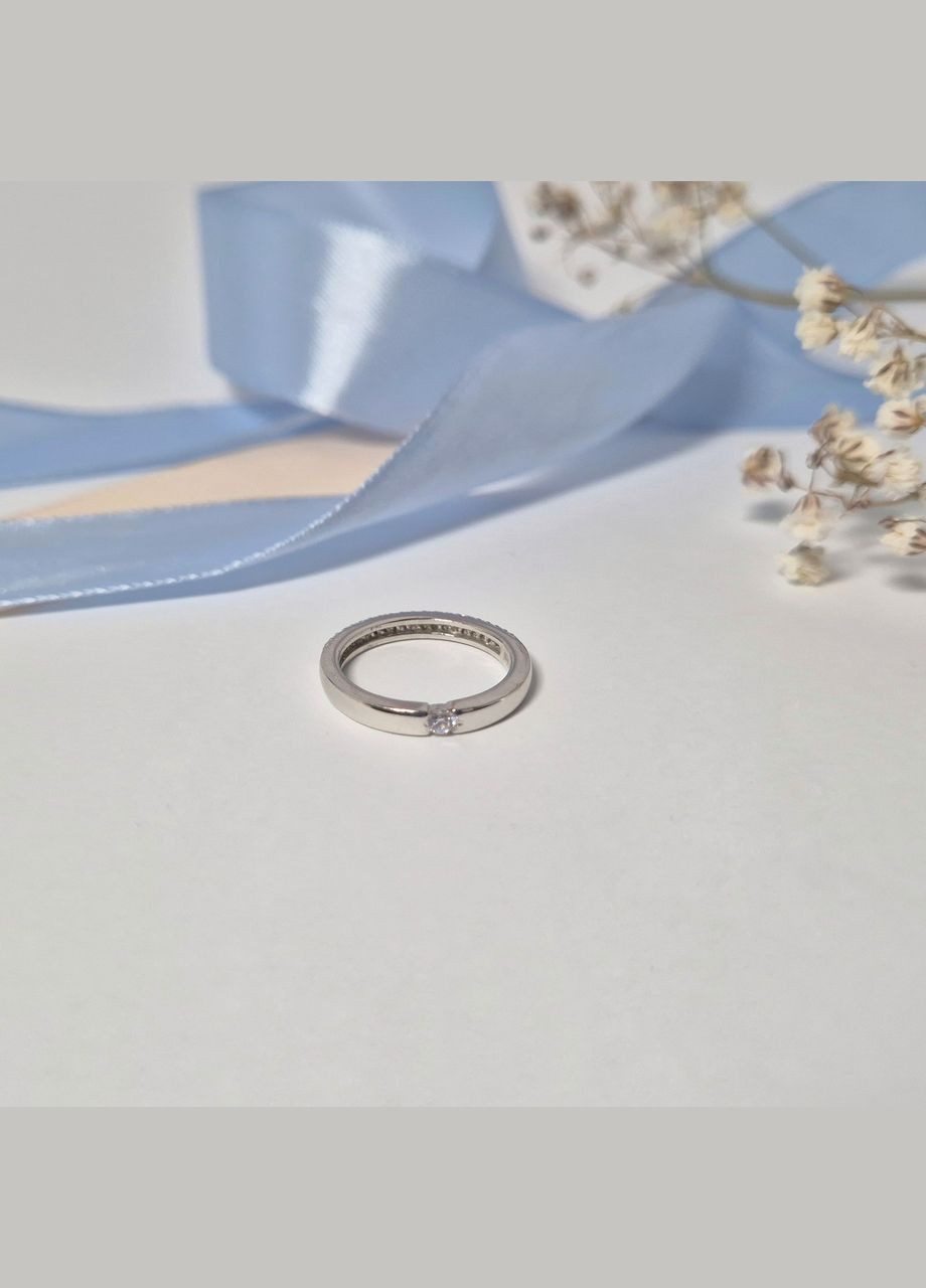 Серебряное Кольцо Двухстороннее с Белыми камнями размер серебро 925 пробы Родированное 1421 2.20г No Brand (313103499)