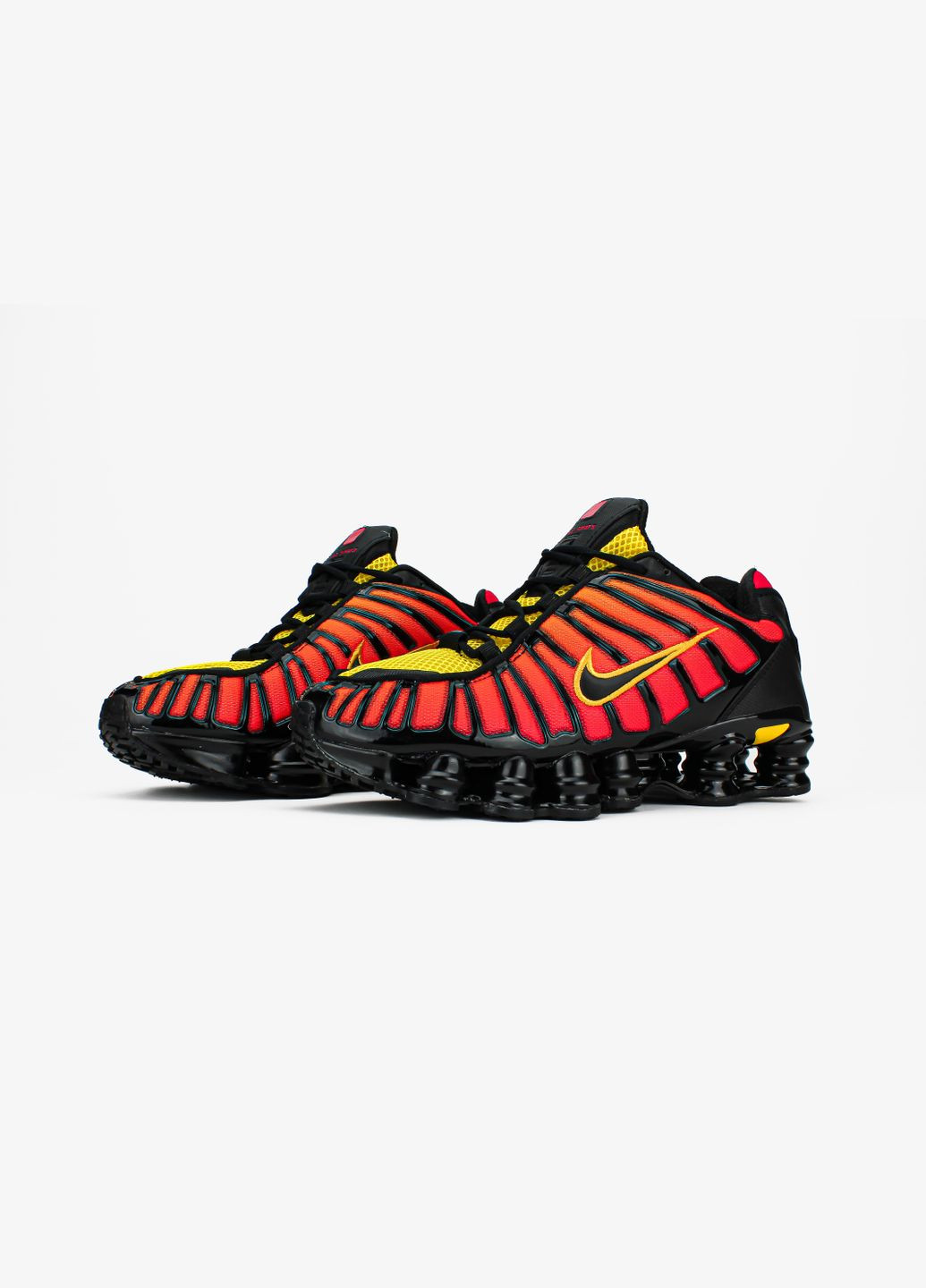Оранжевые всесезонные кроссовки мужские и женские nike shox tl black orange tiger | найк шокс тл черные оранжевые No Brand