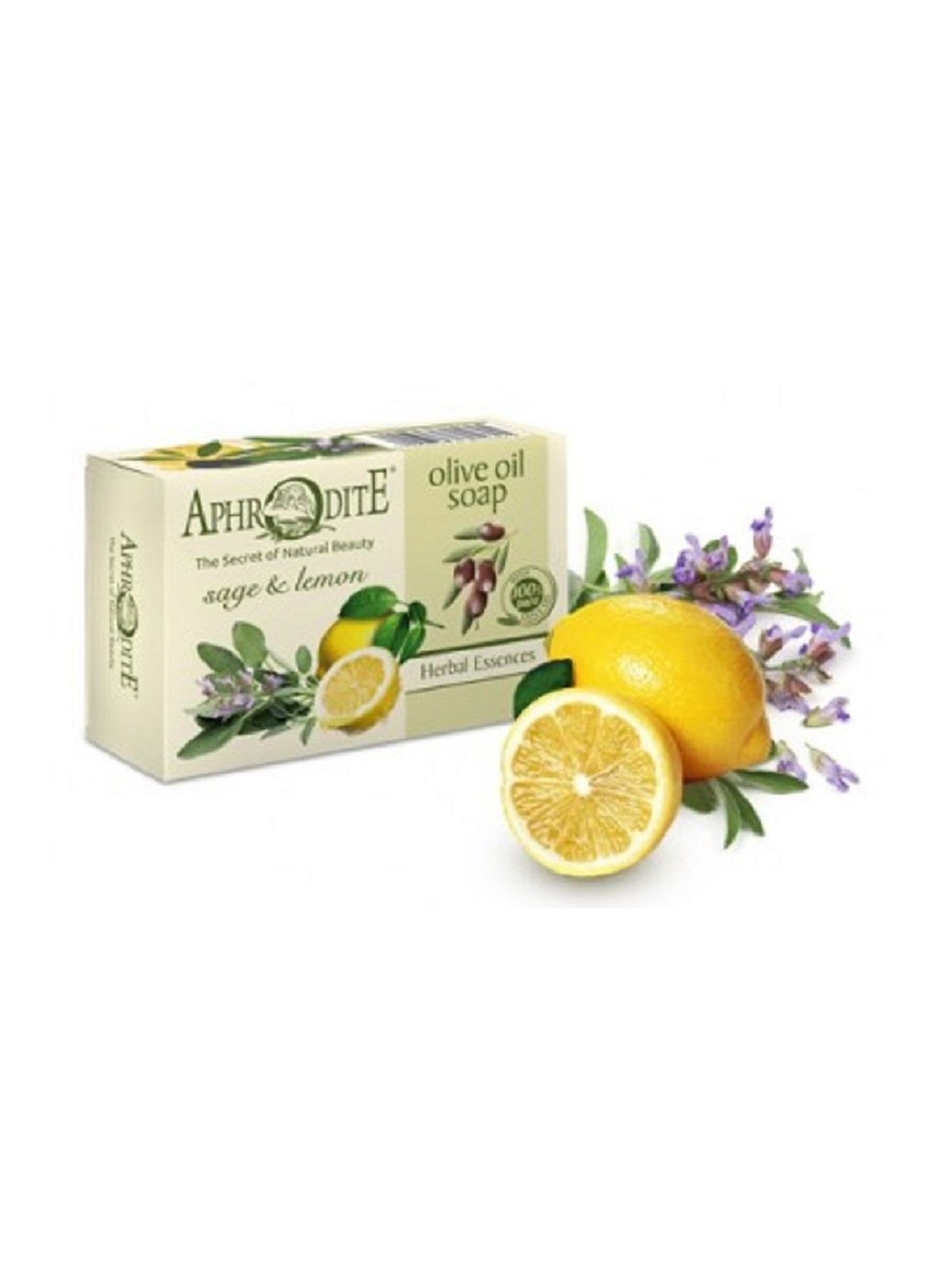 Натуральне оливкове мило з лимоном і шавлією 100г (Z76) Aphrodite (276907120)