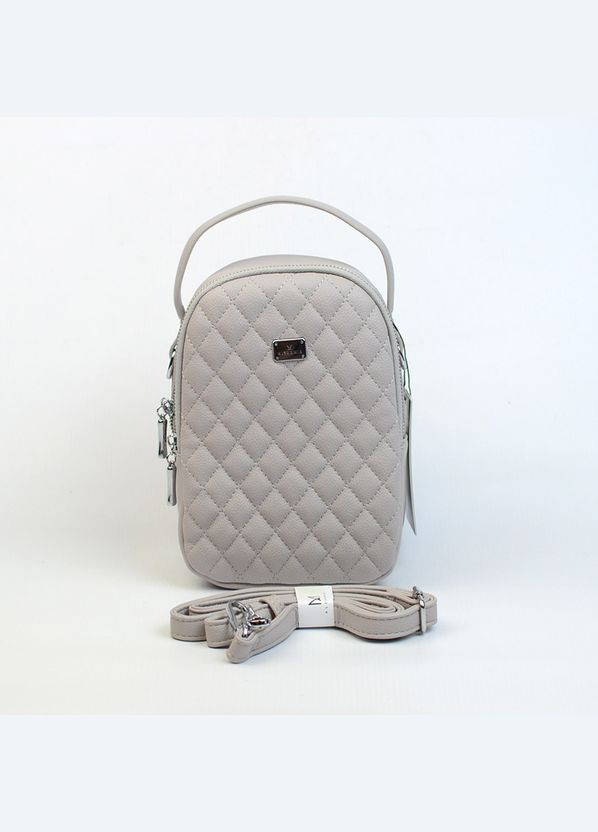 Сіра маленька жіноча вертикальна стьобана міні сумка крос боді для телефону Alex&Mia (338182408)