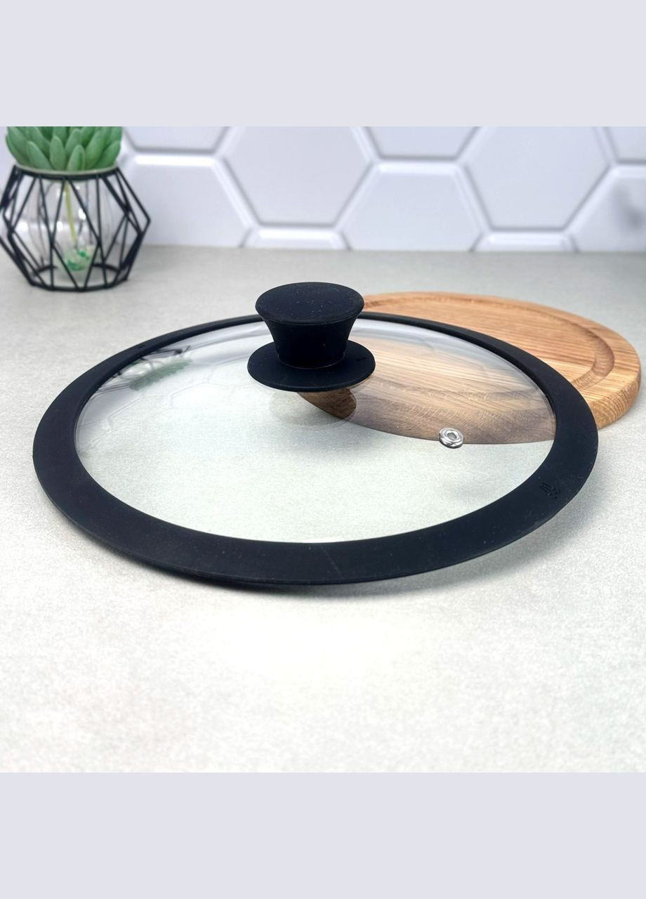 Стеклянная крышка 28 см для кухонной посуды с пароотводом Силиконовый ободок Gusto (305074957)