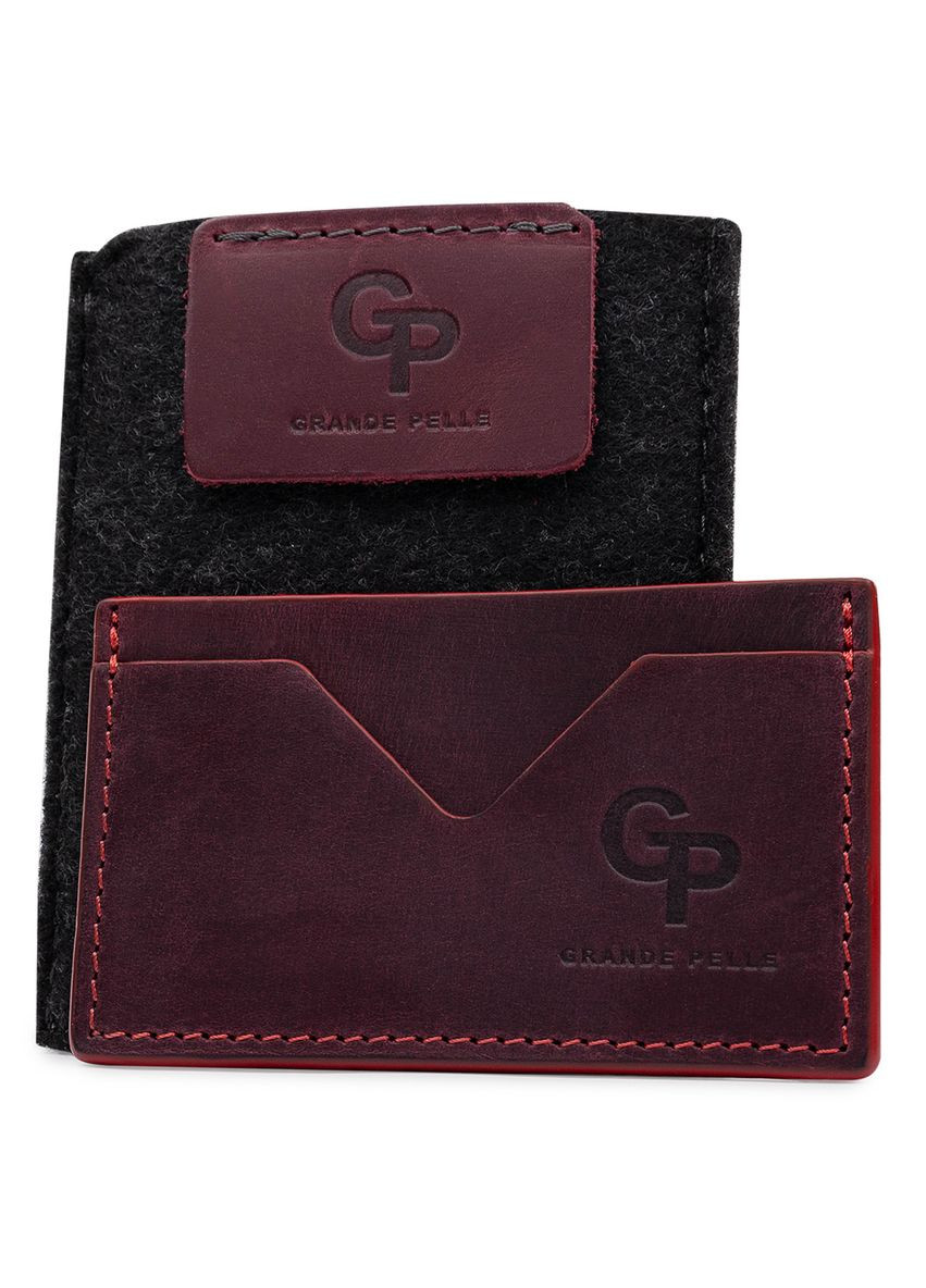 Шкіряний жіночий картхолдер бордовий 11527 Grande Pelle (362418318)