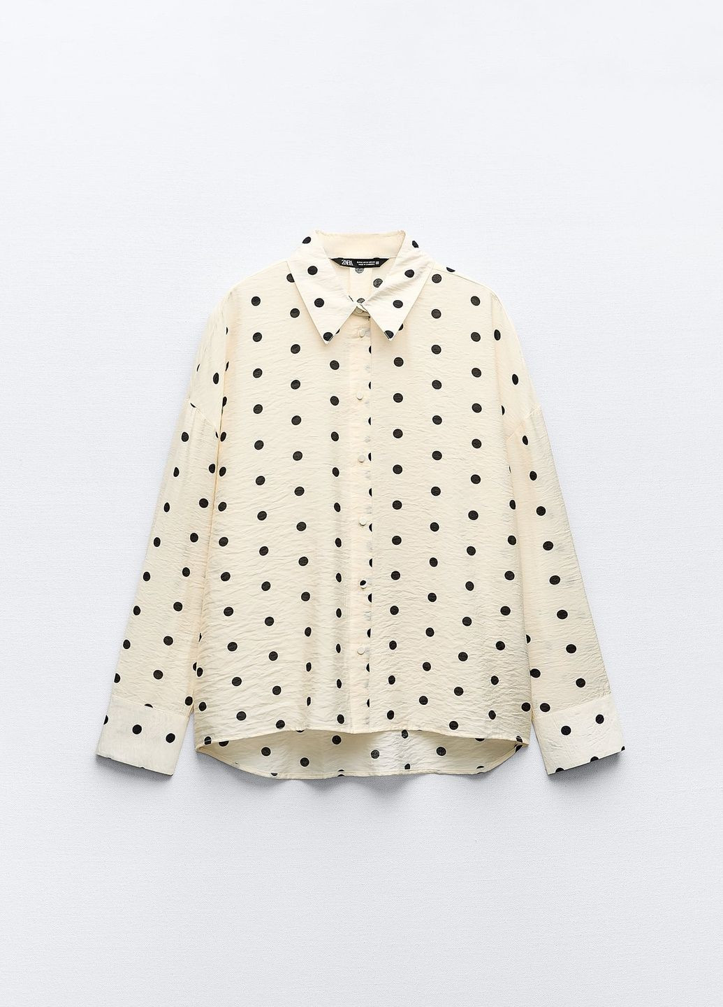 Молочная классическая рубашка в горошек Zara