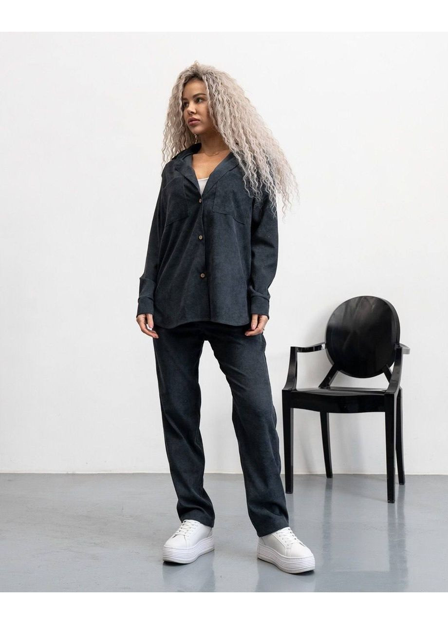 Жіночий Мікро вельветовий костюм: сорочка + штани Україна (361044132)