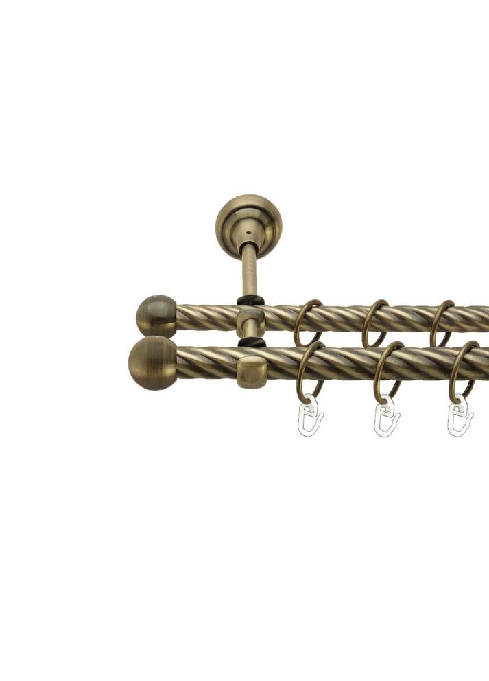 Карниз Куля Болонь металевий дворядний відкритий скручена труба Антик 19\16 мм 300 см (00-00017456) ORVIT (300285324)