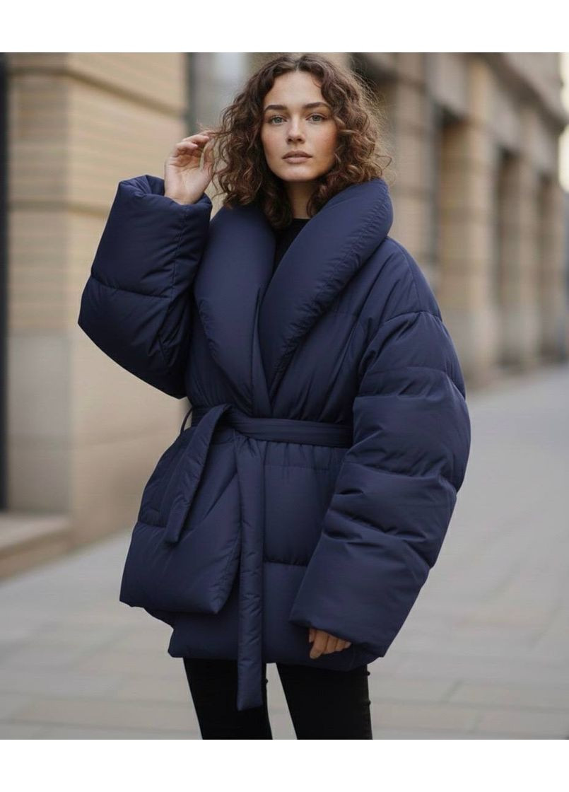 Темно-синяя демисезонная женская куртка свободного кроя куртка-одеяло Avanti