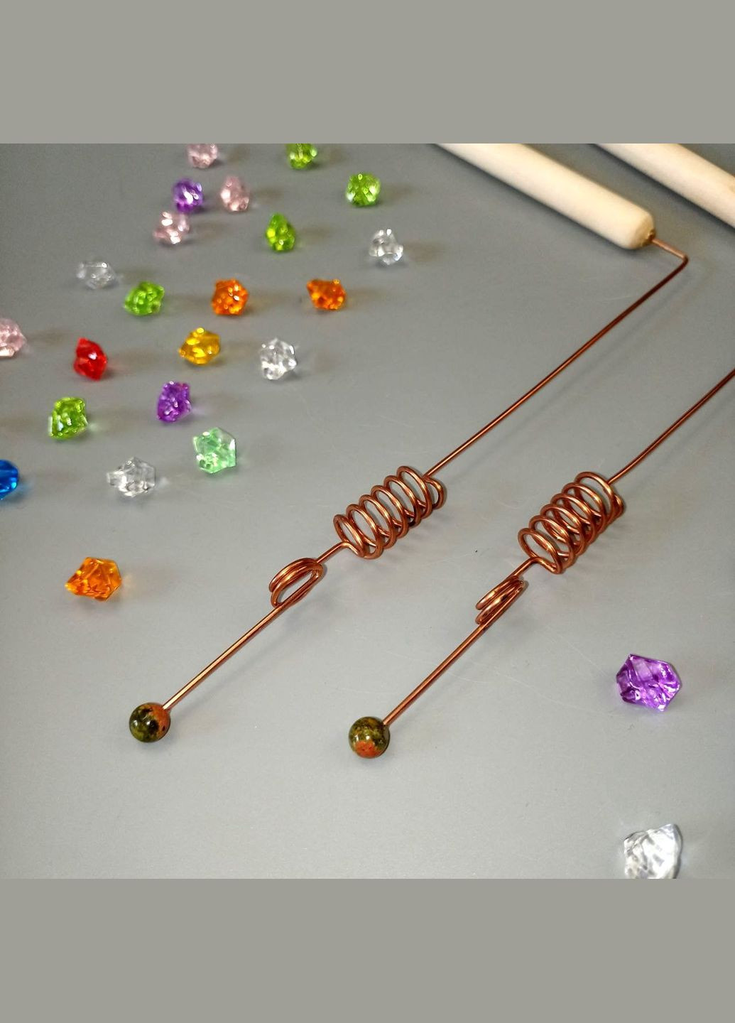 Набір 2 рамки для біолокації з подвійними резонаторами та зеленою яшмою+подарунок No Brand (342384763)