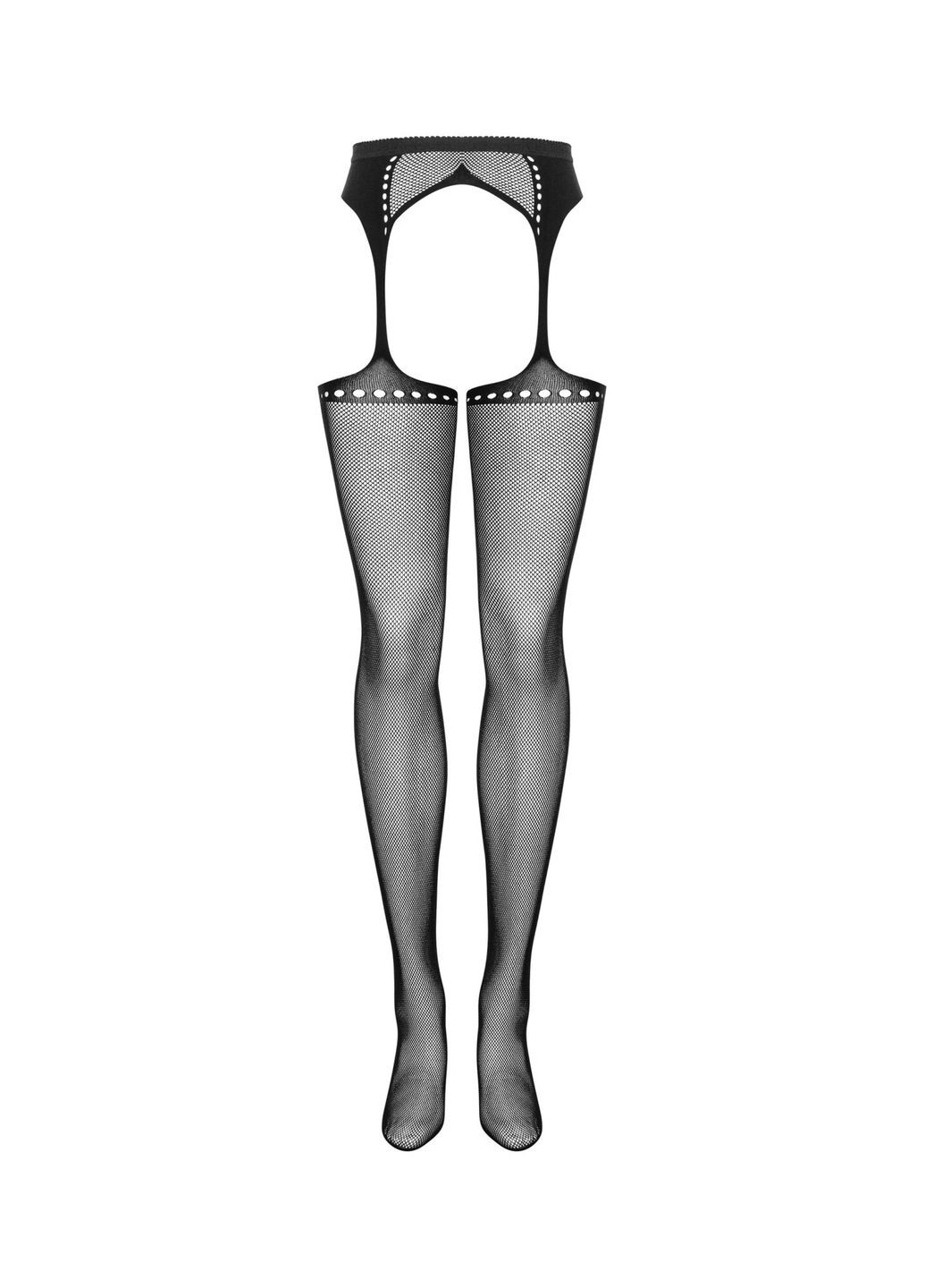 Сітчасті панчохи-стокінги зі стрілкою Garter stockings S314, чорні, імітація гартері Obsessive (297572815)