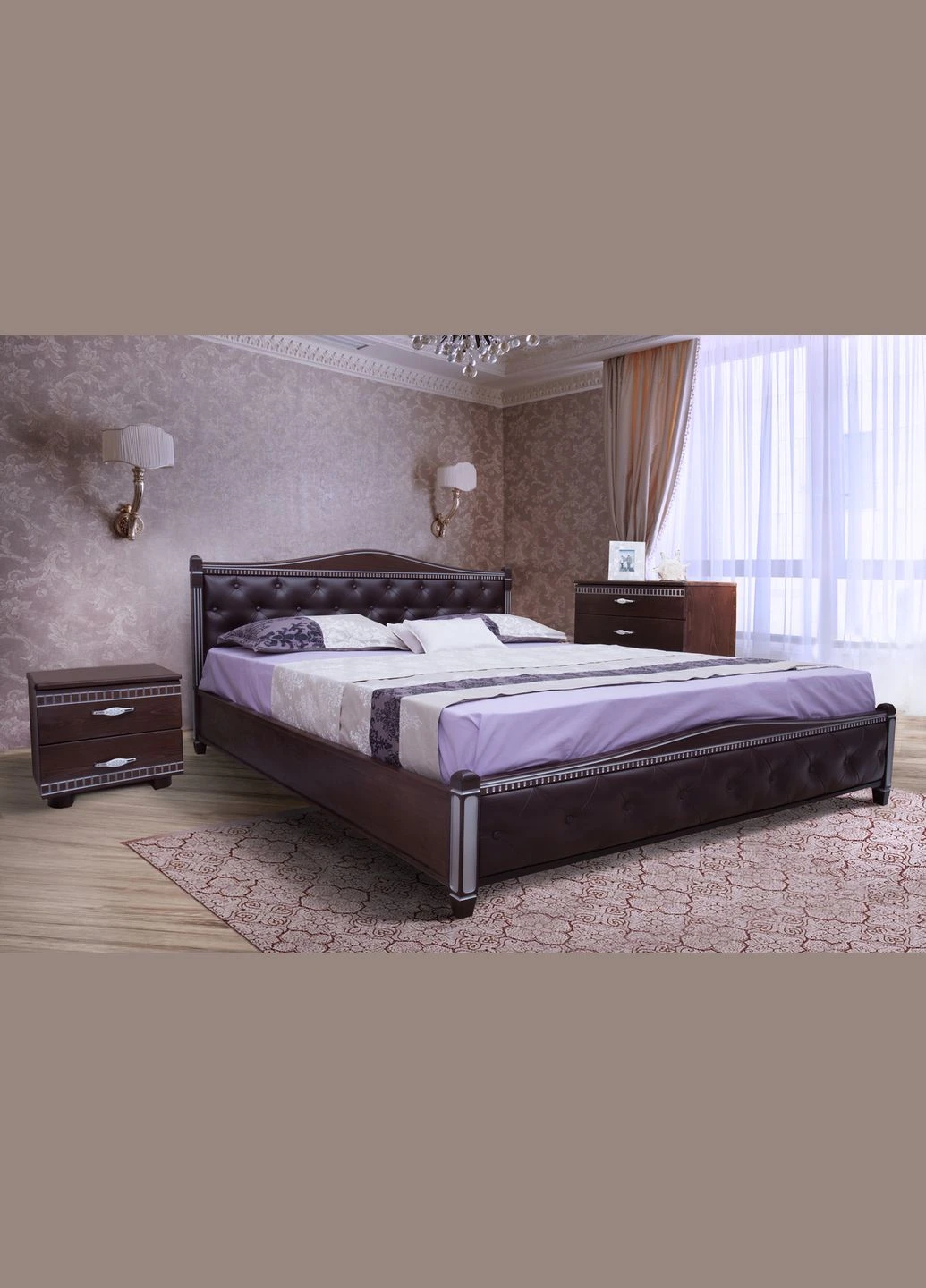 Ліжко Прованс ромб з патинию срібло 1600*2000 венге Sanro (312516584)